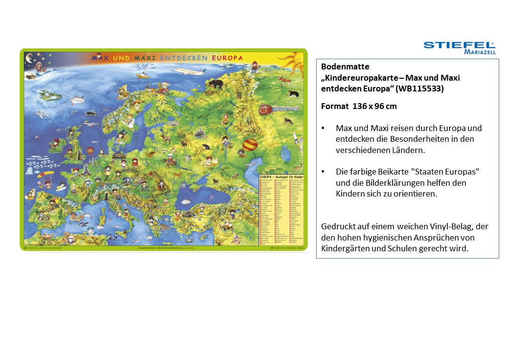 Bodenmatte „Kindereuropakarte – Max und Maxi entdecken Europa“