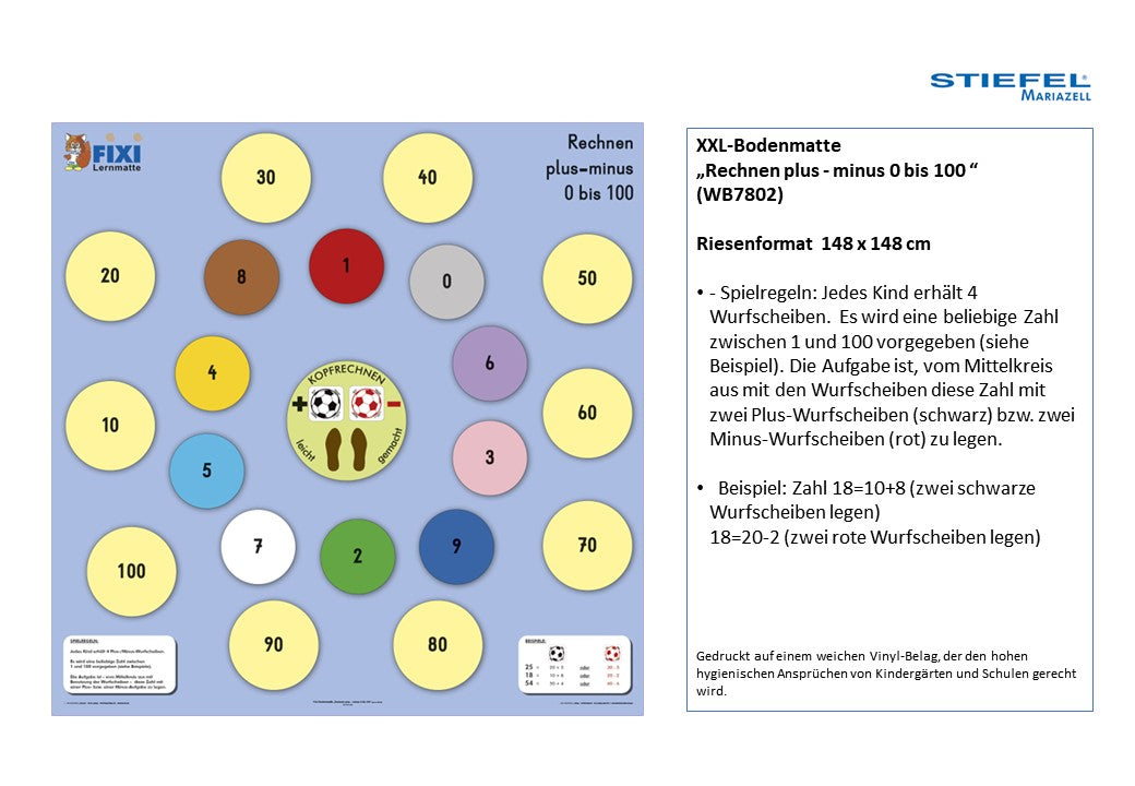 XXL-Bodenmatte „Rechnen plus - minus 0 bis 100 “