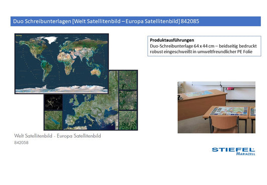 Duo Schreibunterlagen [Welt Satellitenbild – Europa Satellitenbild] als UMeW