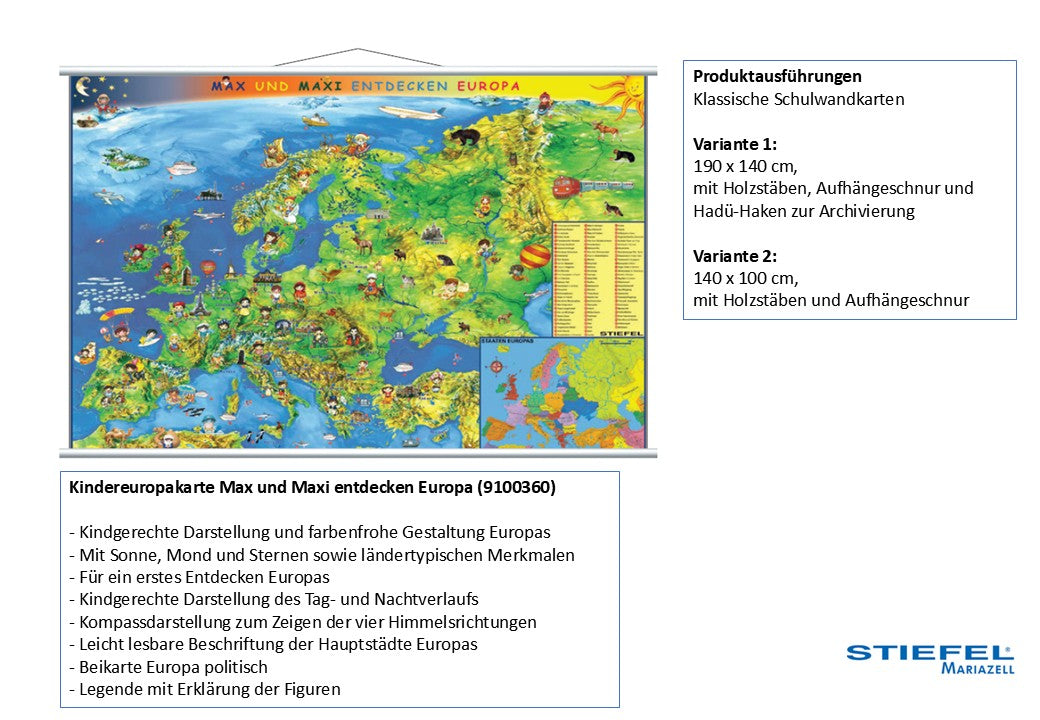 Kindereuropakarte "Max und Maxi entdecken Europa"