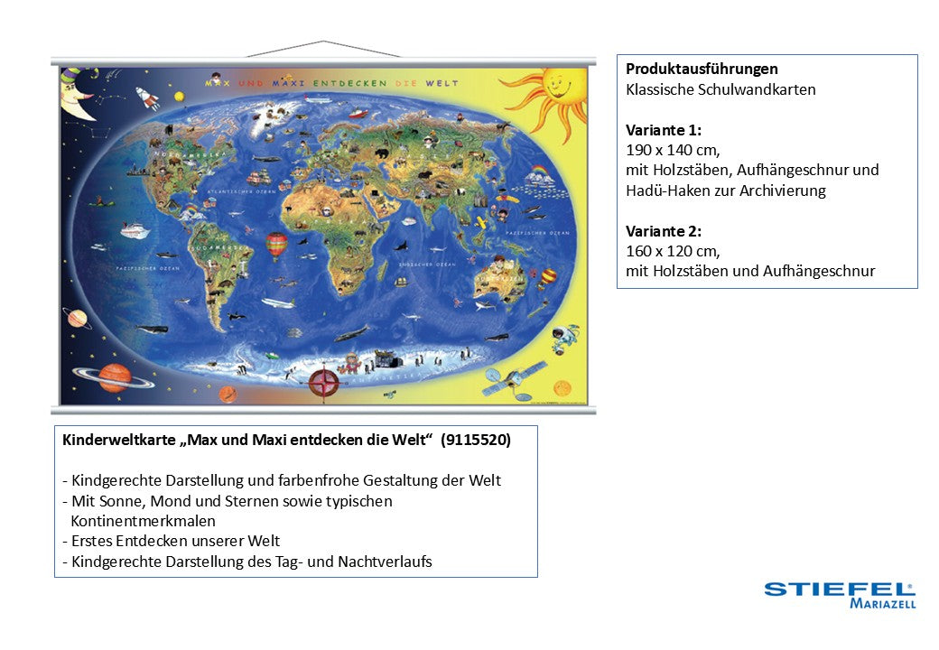 Kinderweltkarte „Max und Maxi entdecken die Welt“