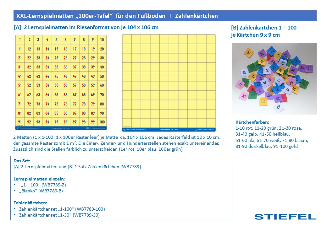 XXL-Lernspielmatten „100er-Tafel“ für den Fußboden