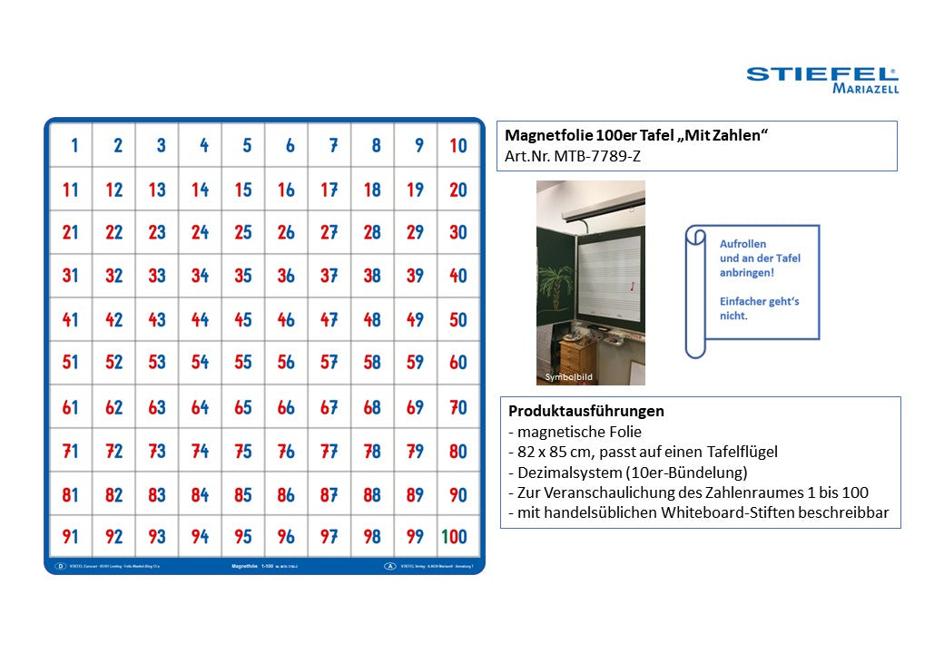 Magnetfolie 100er Tafel „Mit Zahlen“