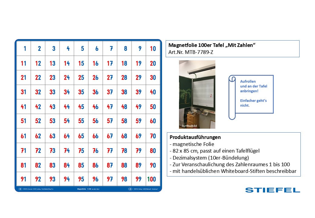 Magnetfolie 100er Tafel „Mit Zahlen“