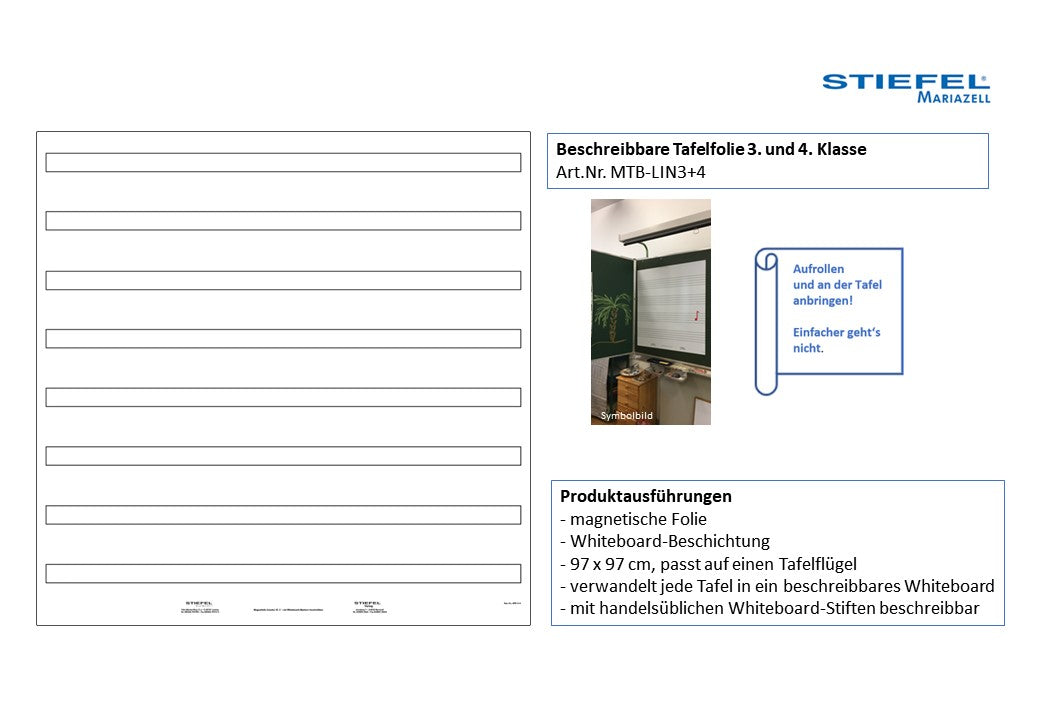 Beschreibbare Magnetfolie - Schreiblineatur 3. und 4. Klasse