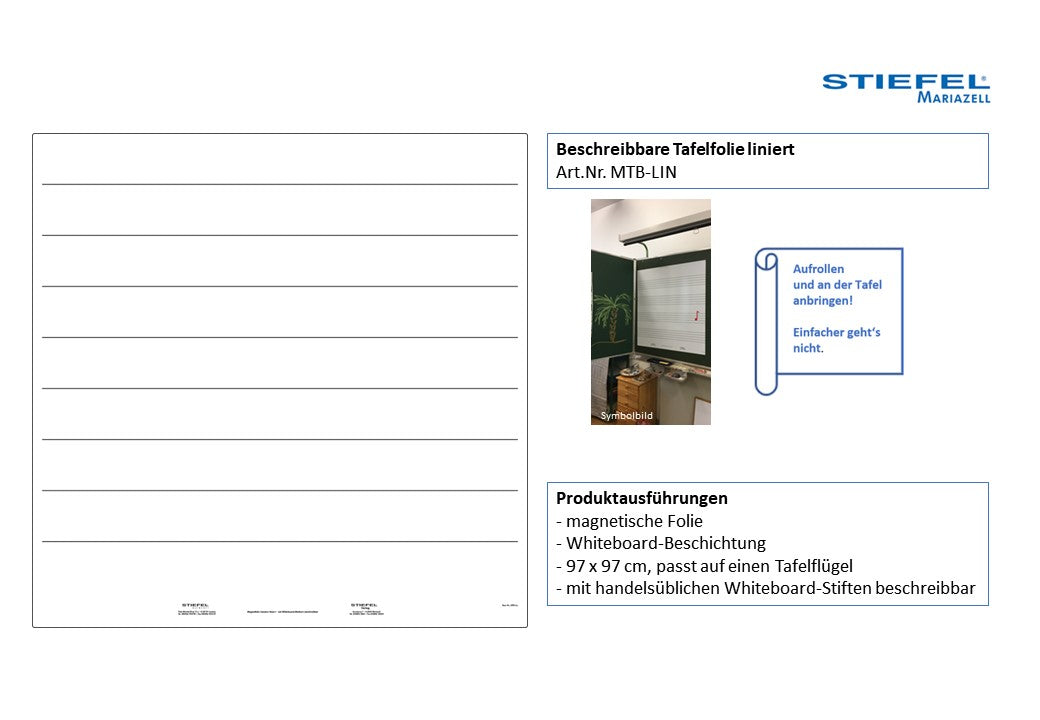 Beschreibbare Tafelfolie liniert