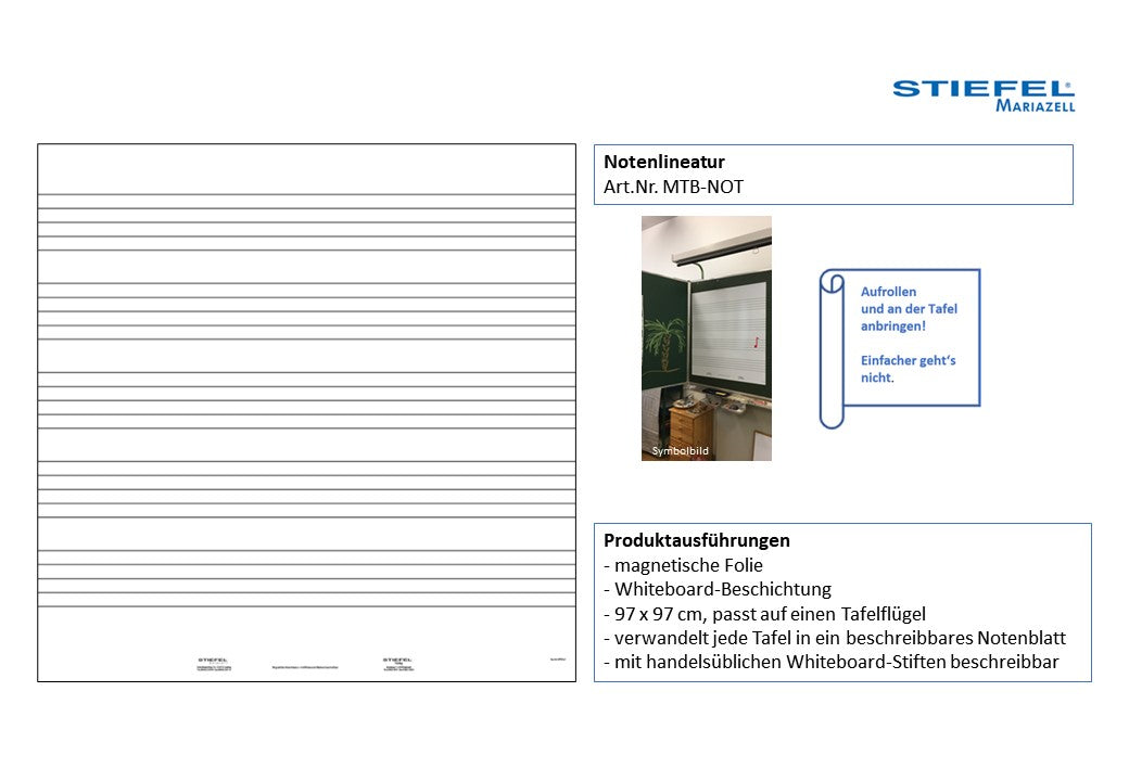 Beschreibbare Magnetfolie - Notenlineatur