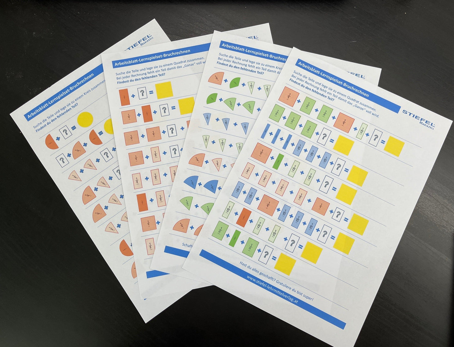 Lernspielset-Bruchrechnen magnetisch für die Wand (magnethaftend) oder Tisch als UMeW