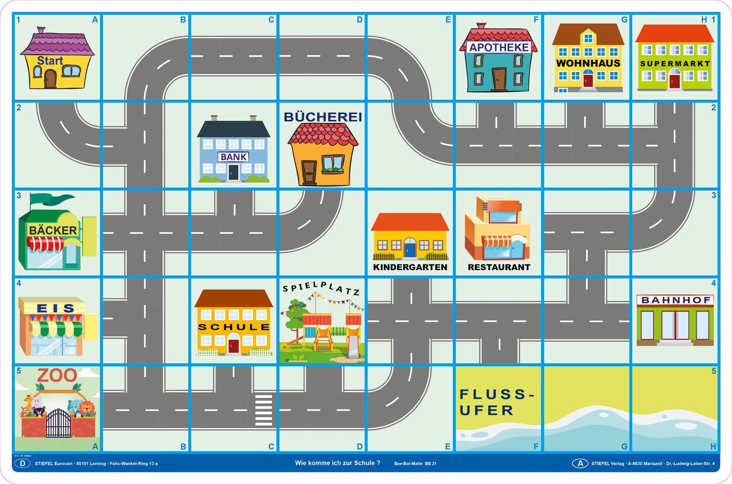 Bee Bot Matte „Wie komme ich zur Schule?“ (BB21)