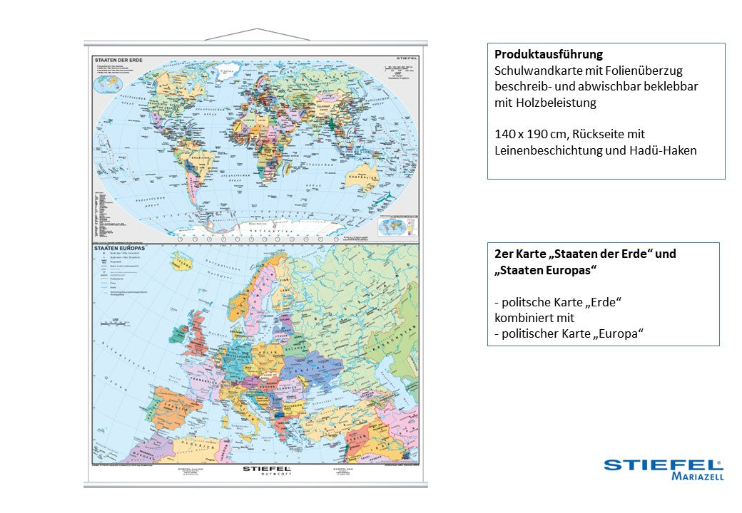 2er Karte „Staaten der Erde“ und  „Staaten Europas“