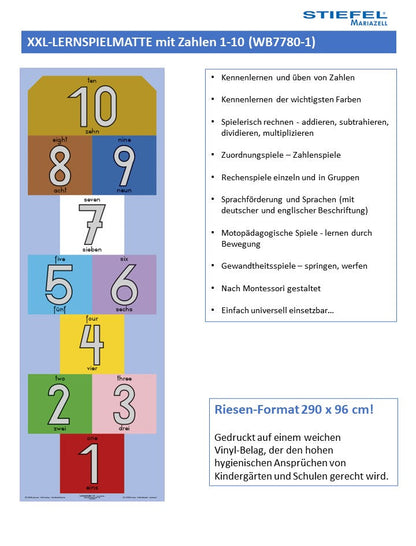 XXL-LERNSPIELMATTE mit Zahlen 1-10 als UMeW