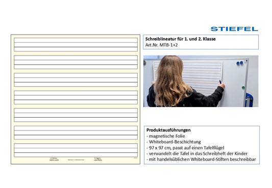 Beschreibbare Magnetfolie - Schreiblineatur 1. + 2. Klasse