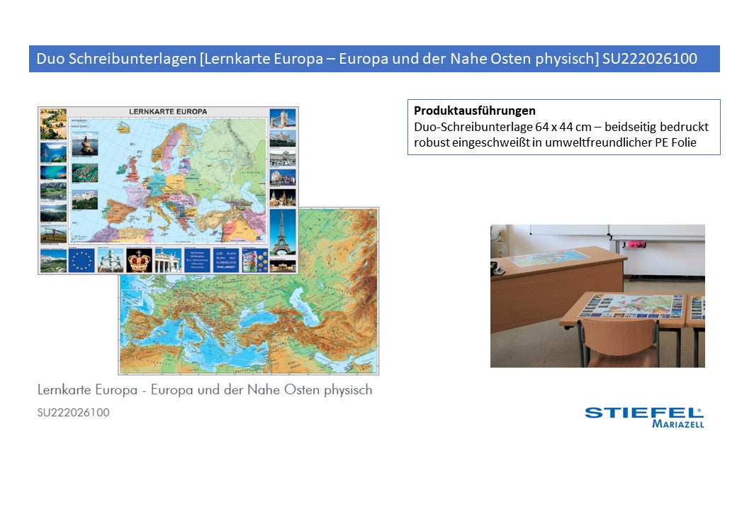 Duo Schreibunterlagen [Lernkarte Europa – Europa und der Nahe Osten physisch]