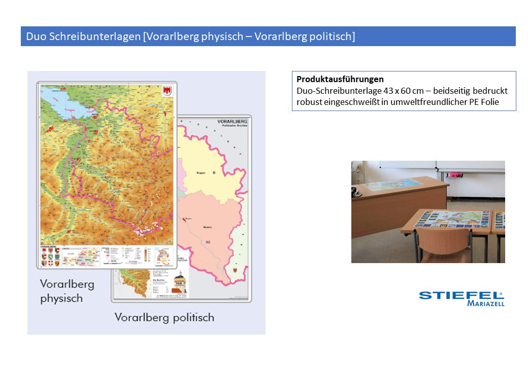 Duo Schreibunterlagen [Vorarlberg physisch – Vorarlberg politisch] als UMeW